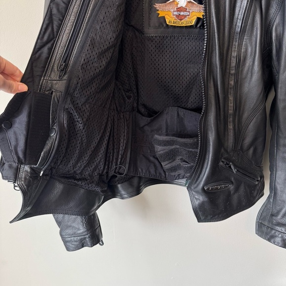 Harley Davidson FXRG Series 1 Black Leather Motorcycle Riding Jacket Size S - Picture 6 of 9